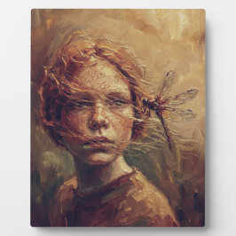 Golden Dragonfly Whisper – Warm Impressionist Oil  Fotoplatte