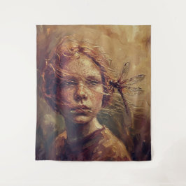 Golden Dragonfly Whisper – Warm Impressionist Oil  Wandteppich