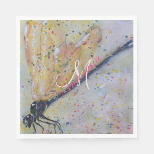 GOLDEN DRAGONFLY WINGS MONOGRAM PARTY SERVIETTE