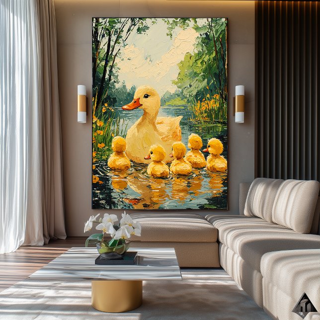 Golden Duck Family - Naïf Whimsical Pond Art Poster (Von Creator hochgeladen)