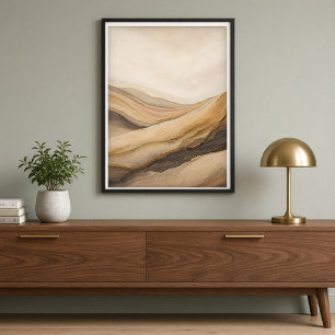 Golden Dunes Watercolor Kunst Druck Poster