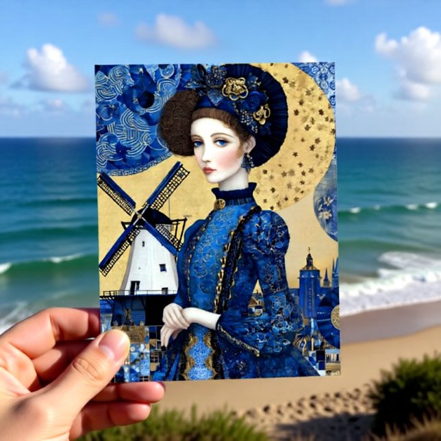 Golden Dutch Woman Landscape Postkarte (Von Creator hochgeladen)