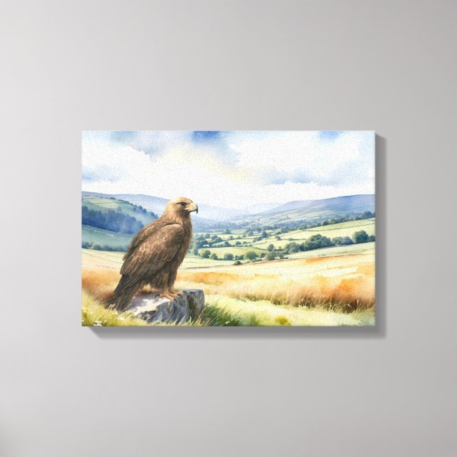 Golden Eagle Country Landschaft Wasserfarbe Stil Leinwanddruck (Vorderseite)