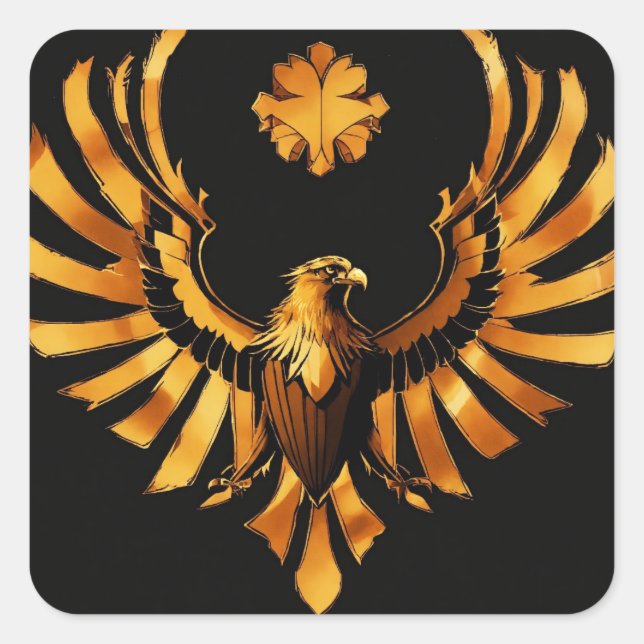 "Golden Eagle Elegance: Square Sticker Edition" (Vorderseite)