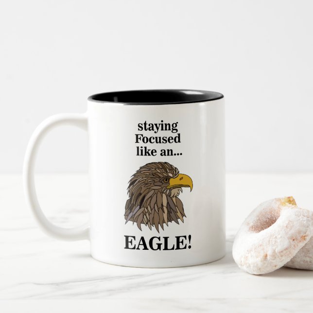 Golden Eagle Head Zweifarbige Tasse (Mit Donut)