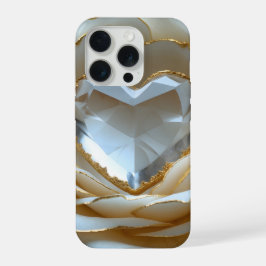 Golden-Edged Purity Crystal Rose Phone Case iPhone 15 Pro Hülle