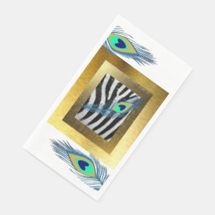Golden Edges, Zebra Print und Peacock Fether Serviette
