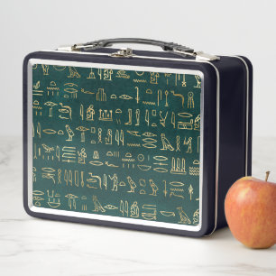 Golden Egypten Hieroglyphs Typografie Ägypten Metall Brotdose