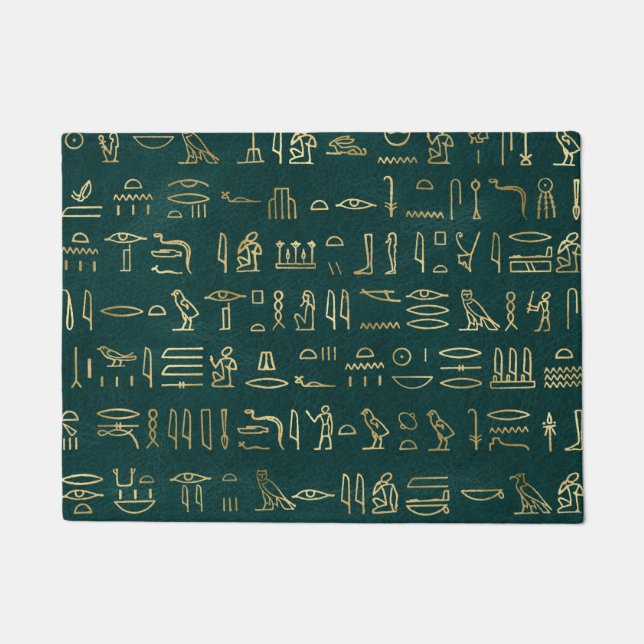 Golden Egyptian Hieroglyphs Typografie Ägypten Fußmatte (Vorderseite)