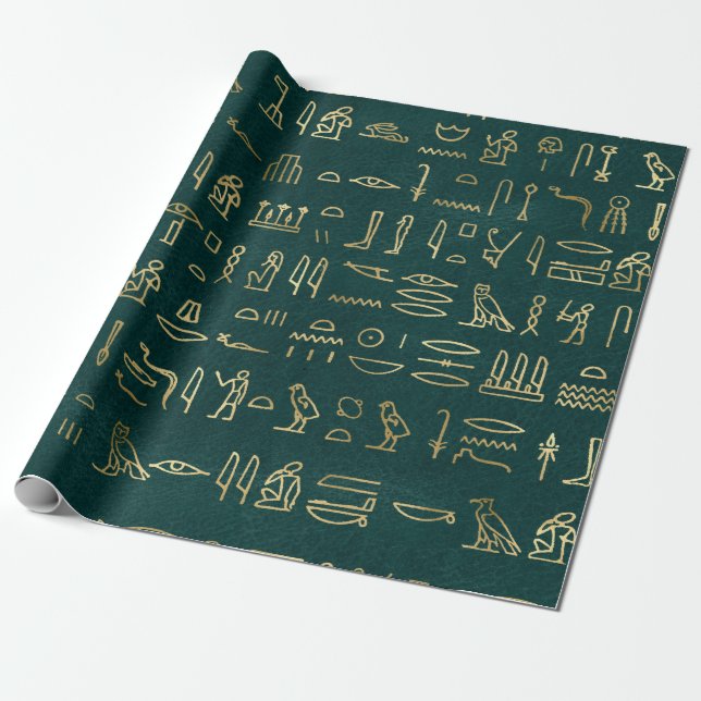 Golden Egyptian Hieroglyphs Typografie Ägypten Geschenkpapier (Ungerollt)