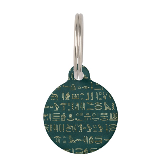 Golden Egyptian Hieroglyphs Typografie Ägypten Haustiermarke (Vorderseite)