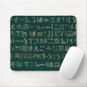 Golden Egyptian Hieroglyphs Typografie Ägypten Mousepad