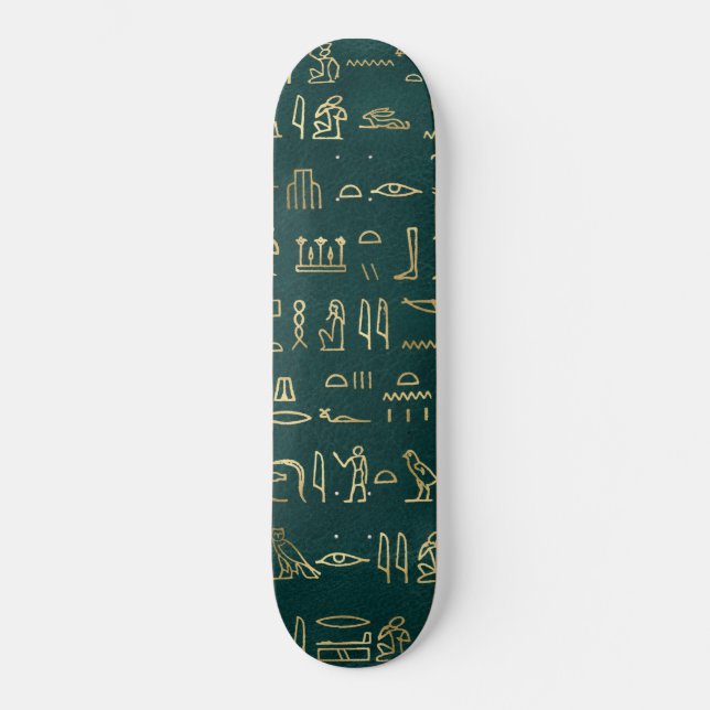 Golden Egyptian Hieroglyphs Typografie Ägypten Skateboard (Vorderseite)