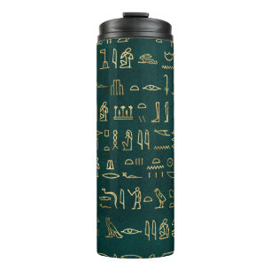 Golden Egyptian Hieroglyphs Typografie Ägypten Thermosbecher