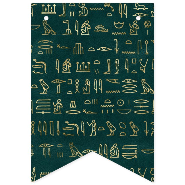 Golden Egyptian Hieroglyphs Typografie Ägypten Wimpelkette (Erste Fahne)