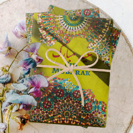 Golden Eid Mubarak Ornament Yellow Green Geschenkpapier Set