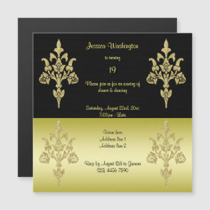 Golden Elegance 19. Geburtstagsparty Magneteinladung