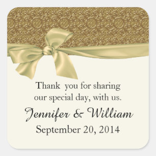 Golden Elegance Custom Wedding Favor Sticker