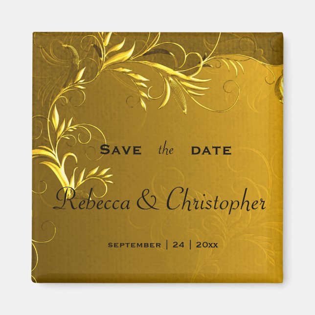 Golden Elegance Wedding Save the Date Magnet (Vorne)