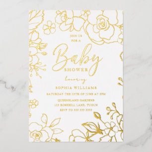 Golden Elegante Baby Dusche Blume Real Gold Folieneinladung