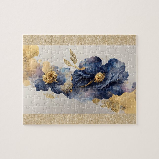 Golden Elegante Blume Puzzle (Horizontal)