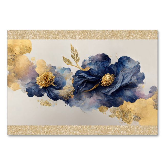 Golden Elegante Blume Tischnummer (Vorderseite)