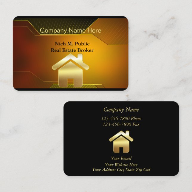 Golden Elegante Eros Bendato Anwesen Visitenkarte (Vorne/Hinten)