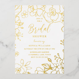 Golden Elegantes Brautparty Blume Folieneinladung