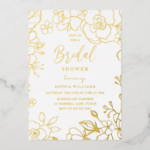Golden Elegantes Brautparty Blume Folieneinladung