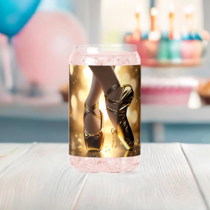 Golden Eleganz: Ballerinaschuhe auf goldenem Bokeh Dosenglas