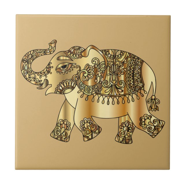 Golden Elephant Keramik Tile Fliese (Vorderseite)