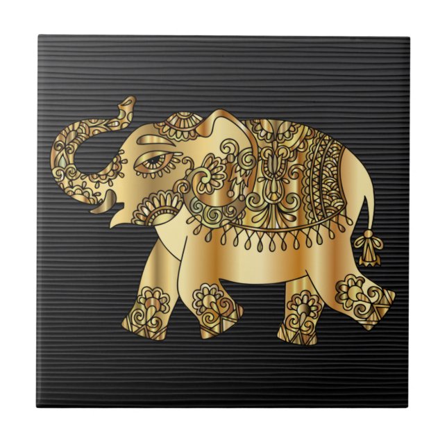 Golden Elephant Keramik Tile Fliese (Vorderseite)