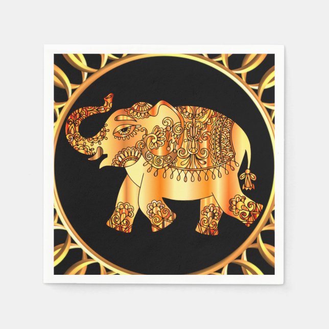 Golden Elephant Paper Party Napkins Serviette (Vorderseite)