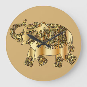 Golden Elephant Wall Clock Große Wanduhr