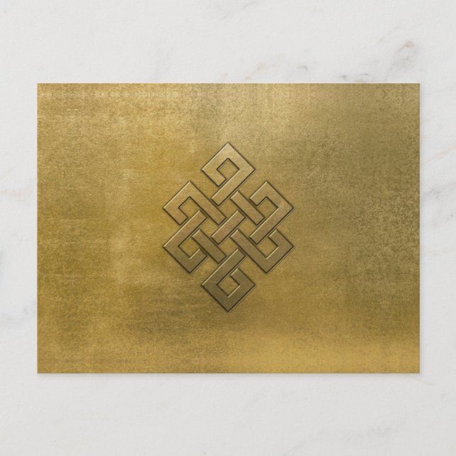 Golden Embossed Endless Knot Postkarte (Vorderseite)