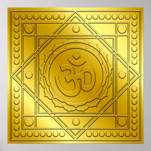 Golden Embossed Om Design Poster (Vorne)