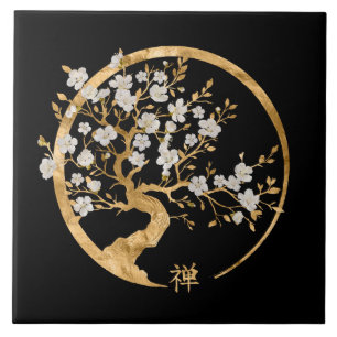 Golden Enso Zen Circle Sakura Fliese
