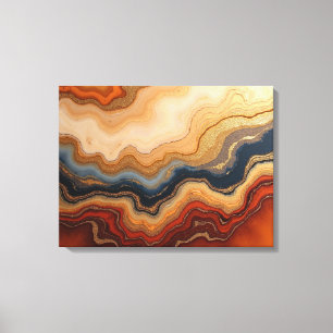 Golden Erosion – 24"x18" Abstrakte Fluid Canvas Pr Leinwanddruck