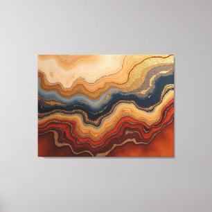Golden Erosion – 40"x 32" Abstrakte Fluidleinwand Leinwanddruck