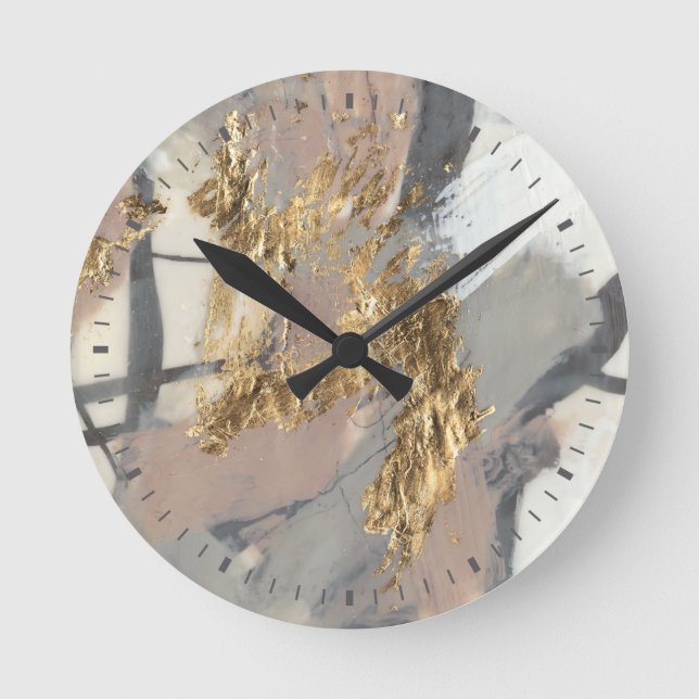 Golden erröten Sie Runde Wanduhr (Vorderseite)