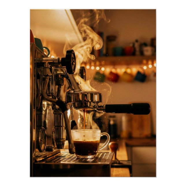 Golden Espresso Ritual – Warm Coffee Art Poster (Vorderseite)