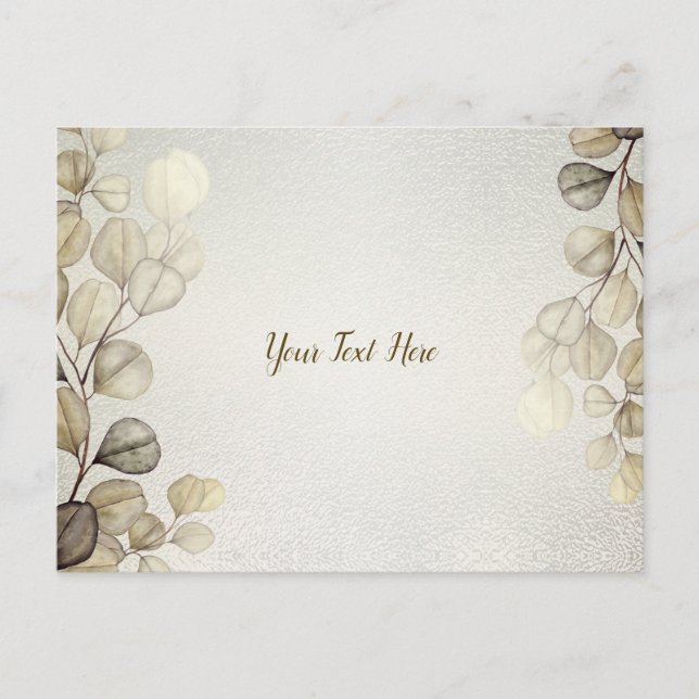 Golden Eucalyptus Foliage Shiny Elegante Postkarte (Vorderseite)