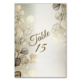 Golden Eucalyptus Foliage Wedding Shiny Tischnummer