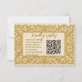 Golden Ever after QR Code Wedding RSVP Card Karte