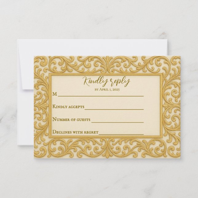 Golden Ever after Wedding RSVP Card Karte (Vorderseite)
