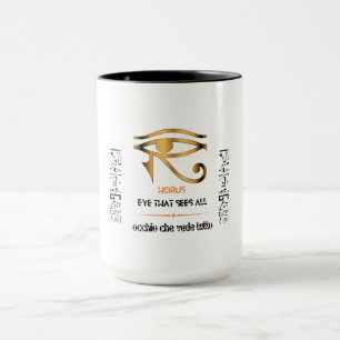 Golden Eye of Horus Design in Englisch & Italienis Tasse