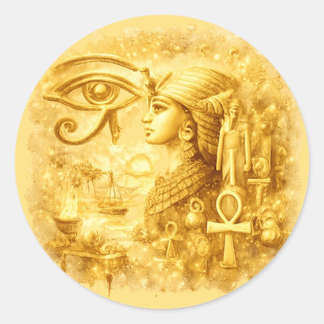 Golden Eye of Horus Pharaonic Egyptian Art Runder Aufkleber (Vorderseite)