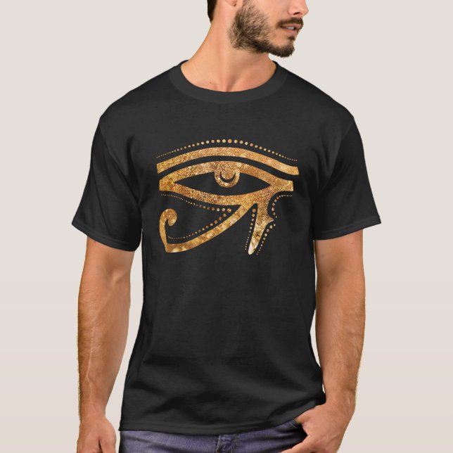 Golden Eye Of Ra Egyptian Hieroglyph Pharao Esoter T-Shirt (Vorderseite)