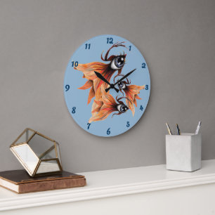 Golden Eye Surrealer Goldfisch Fantasy Kunst in je Große Wanduhr