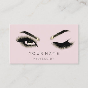 Golden Eyelash Brows Microblading QRCODE Logo Rosa Visitenkarte